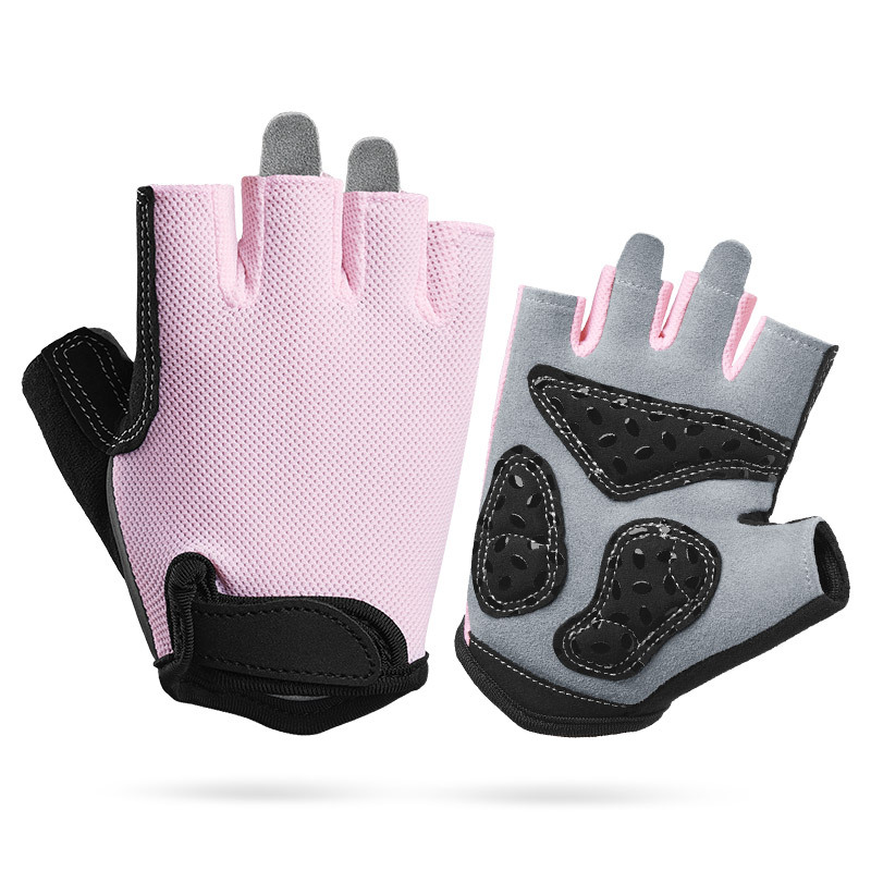 V888-ELOSUNG24344-202504011306-00 M Pink Children's Summer Cycling Gloves - Breathable Half-Finger Non-Slip Fitness Training Gloves for Weightlifting - Image 1