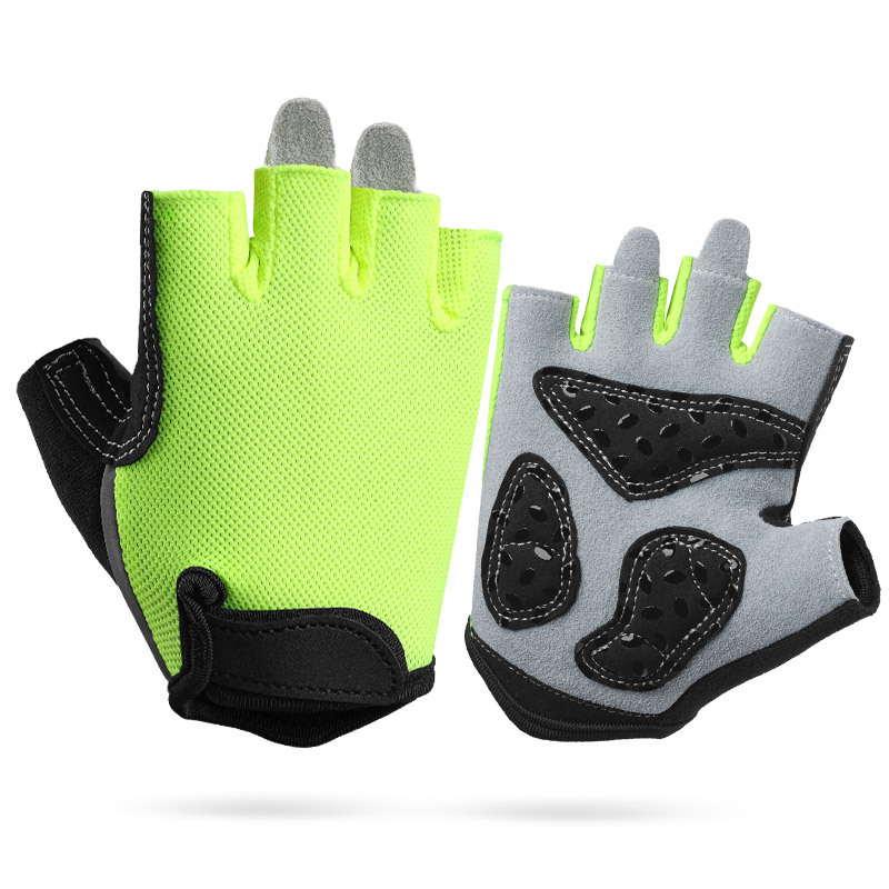 V888-ELOSUNG24348-202504011307-00 M Green Children's Summer Cycling Gloves - Breathable Half-Finger Non-Slip Fitness Training Gloves for Weightlifting - Image 1