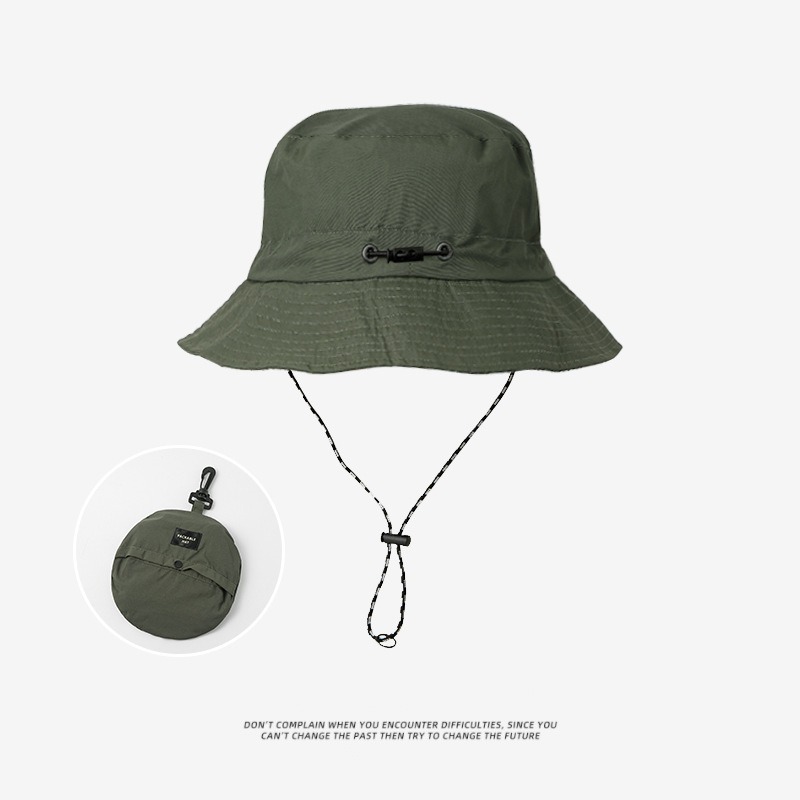 V888-ELOSUNG24359-202504011312-00 Green 2pcs Waterproof Bucket Hat - Foldable Outdoor Sun Hat - 55-59cm - with Chinstrap - Image 1