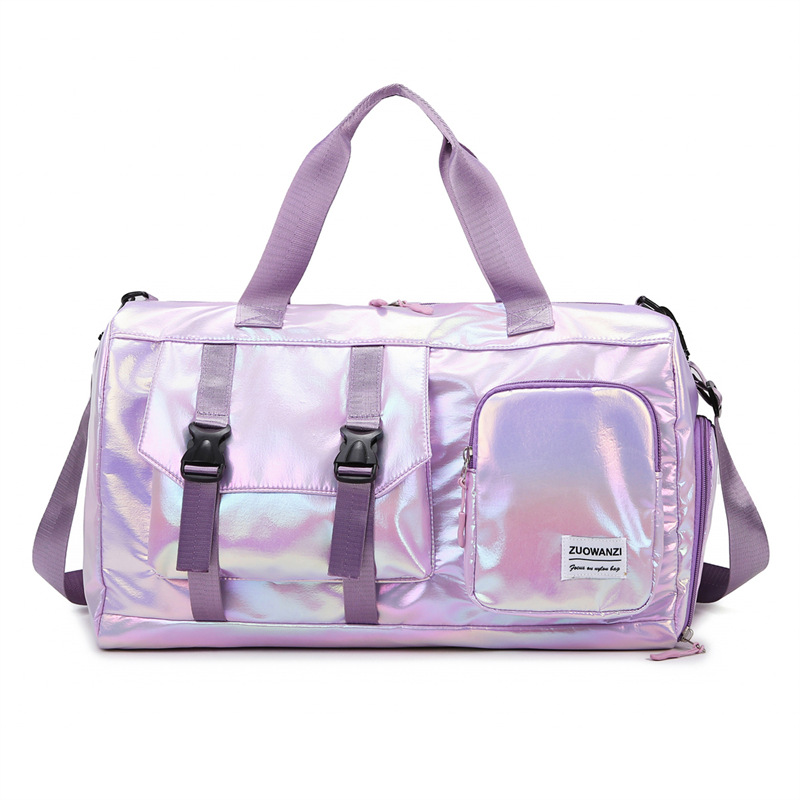 V888-ELOSUNG24393-202504011330-00 Light Purple Iridescent Gym Bag with Wet-Dry Separation - Large Capacity Travel and Fitness Duffel - Image 1