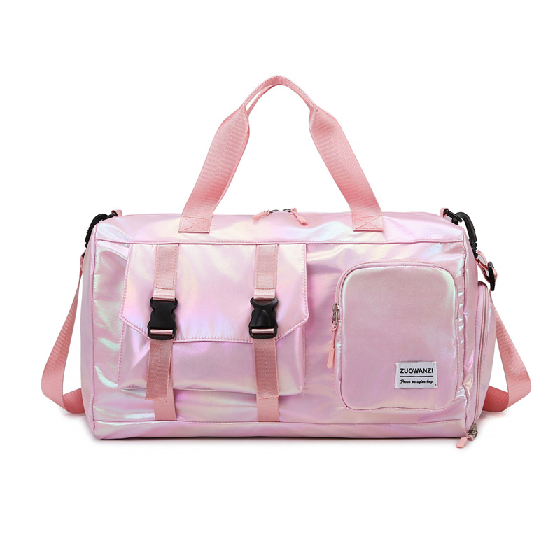 V888-ELOSUNG24395-202504011148-00 Light Pink Iridescent Gym Bag with Wet-Dry Separation - Large Capacity Travel and Fitness Duffel - Image 1