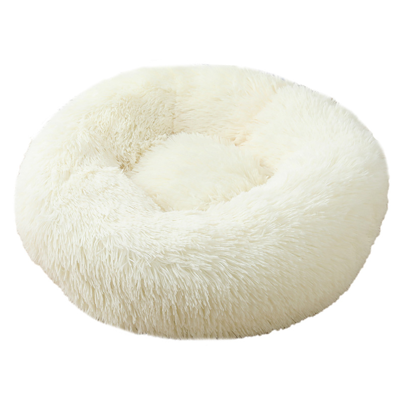 V888-ELOSUNG24480-202504031731-00 White 50cm Cozy Round Pet Bed - Plush Cat & Dog Bed with Non-Slip Base, Machine Washable - Image 1
