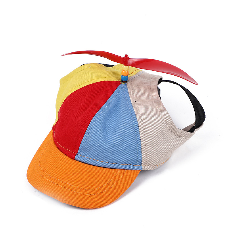V888-ELOSUNG24619-202504141805-00 L Orange Pet Baseball Cap with Spinning Propeller - Colorful Fun Design - See Details for Sizing - Image 1