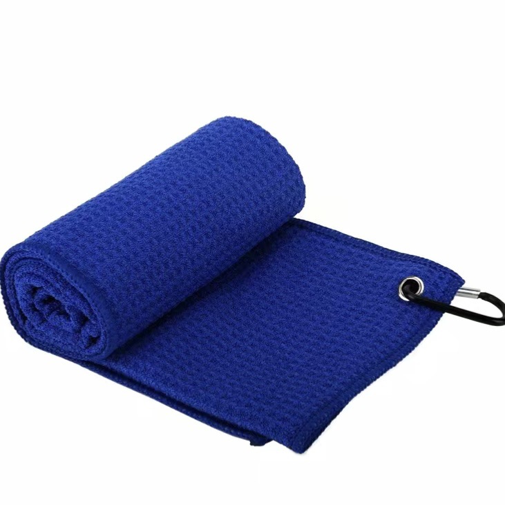 V888-ELOSUNG24976-202504221145-00 Blue Microfiber Waffle Weave Golf Towel Set - 4 Pack (40x60cm) - Ultra Absorbent & Quick Drying - Image 1
