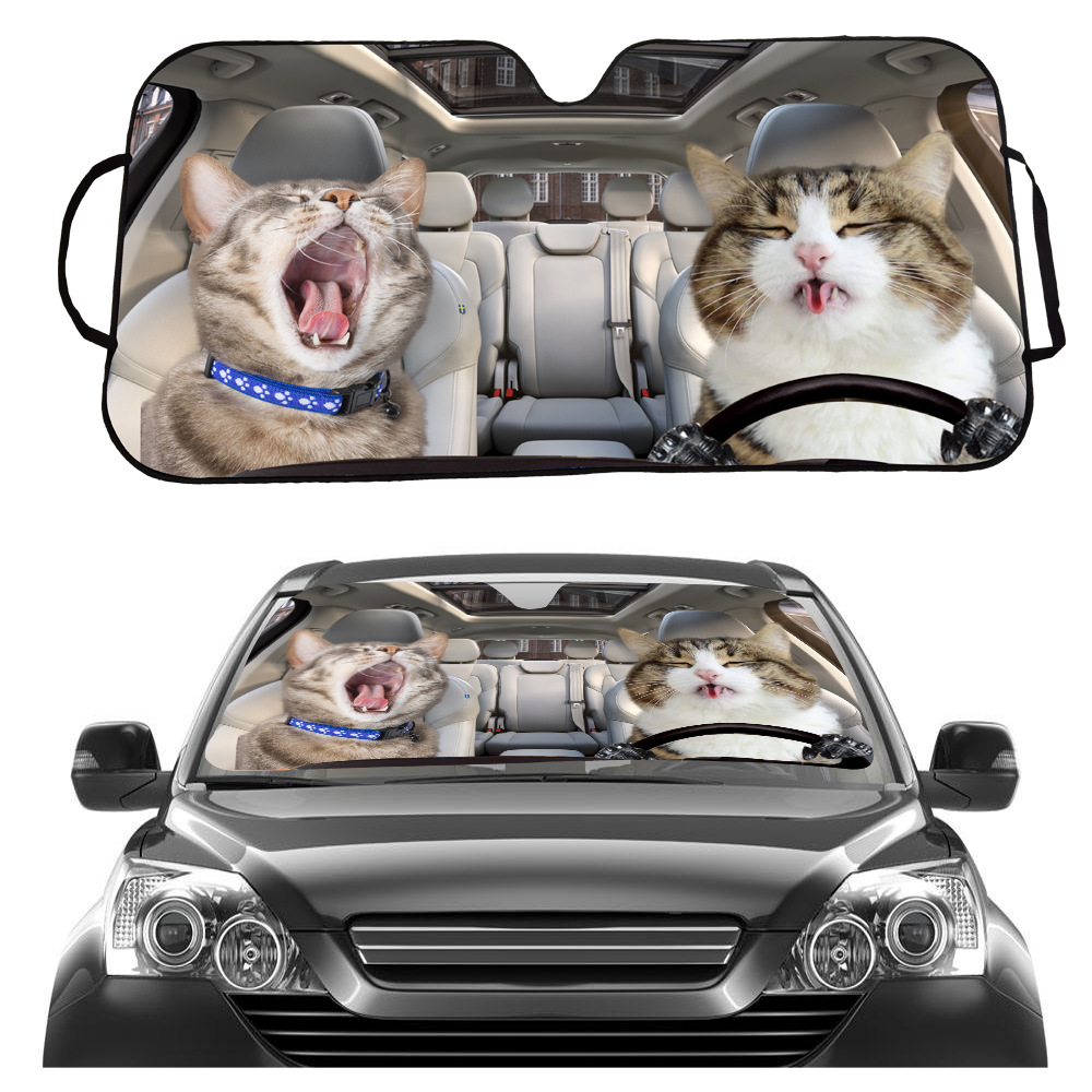 V888-ELOSUNG25034-202504141722-00 Cat Driving Car Sunshade for Windshield - UV Protection - Image 1