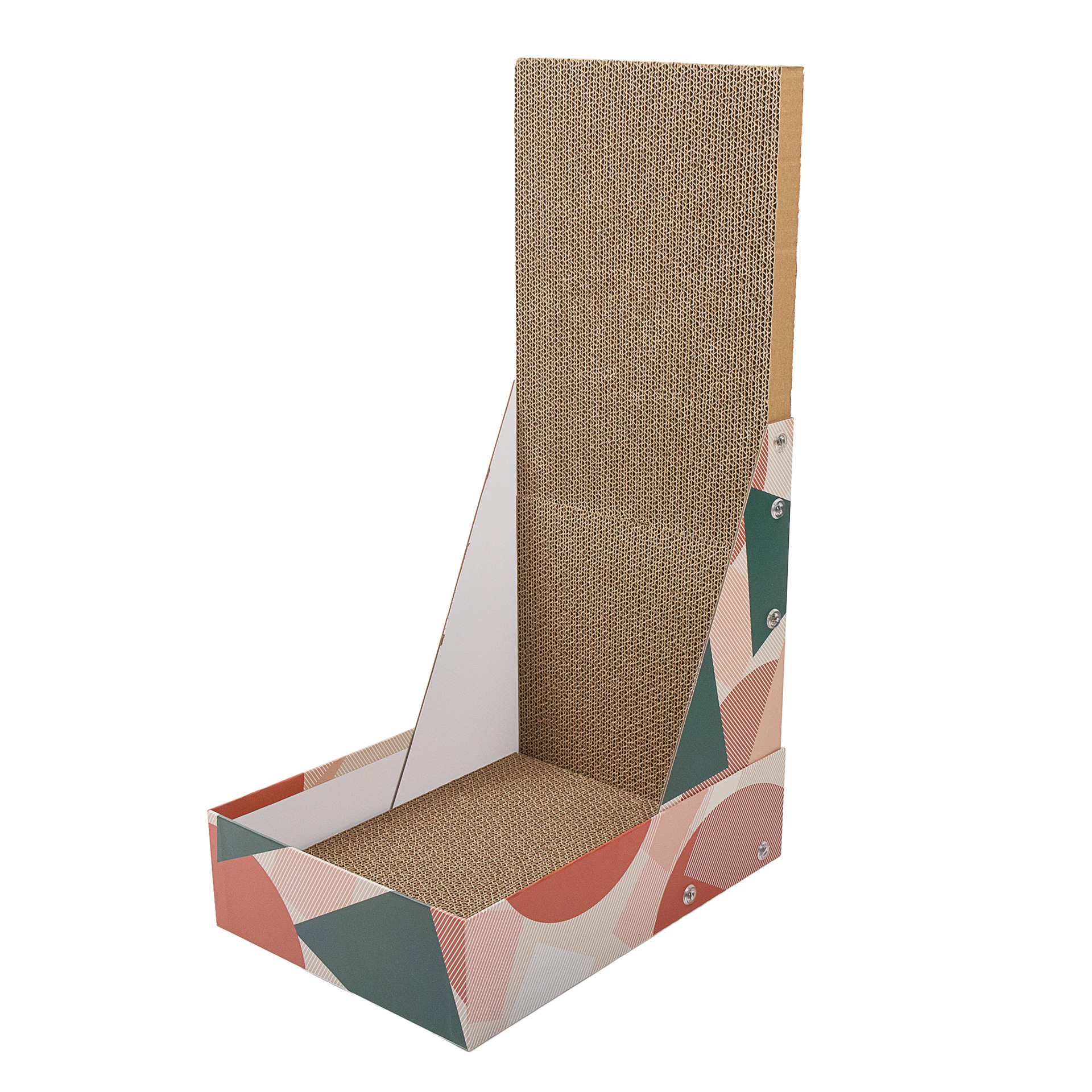 V888-ELOSUNG25079-202504141332-00 Pop Pattern Cat Scratching Post and Lounge - 350x250x600mm Corrugated Cardboard - Image 1