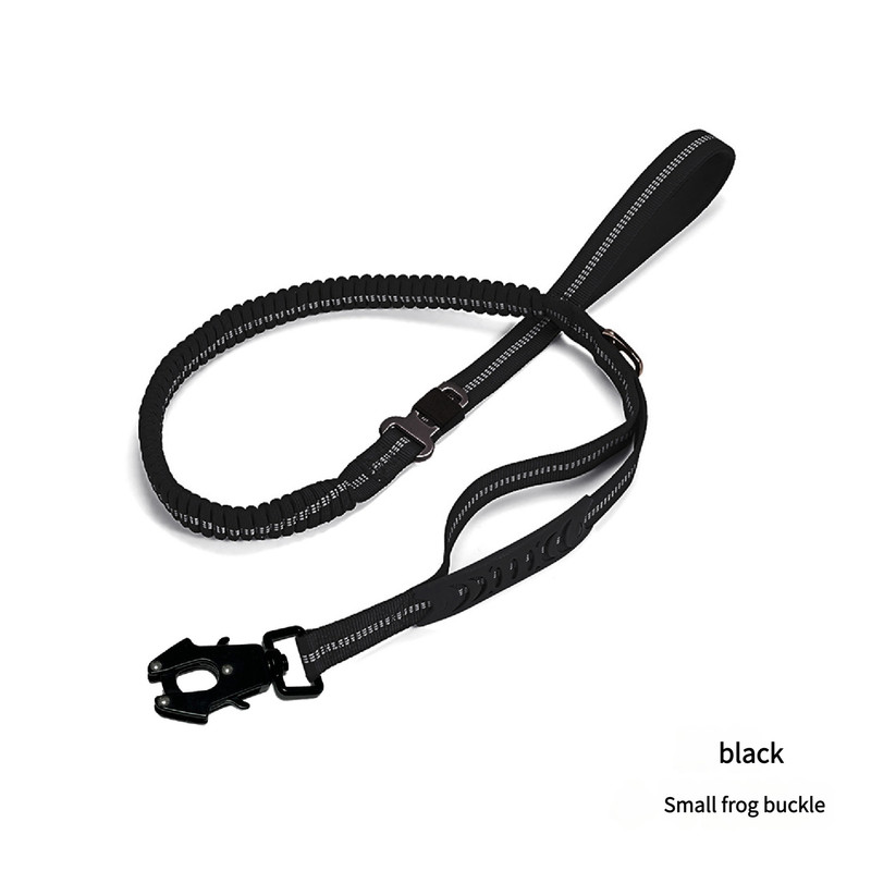 V888-ELOSUNG25081-202504141332-00 Black Shock Absorbing Dog Leash with Reflective Stitching - 135cm for Small to Large Dogs - Image 1