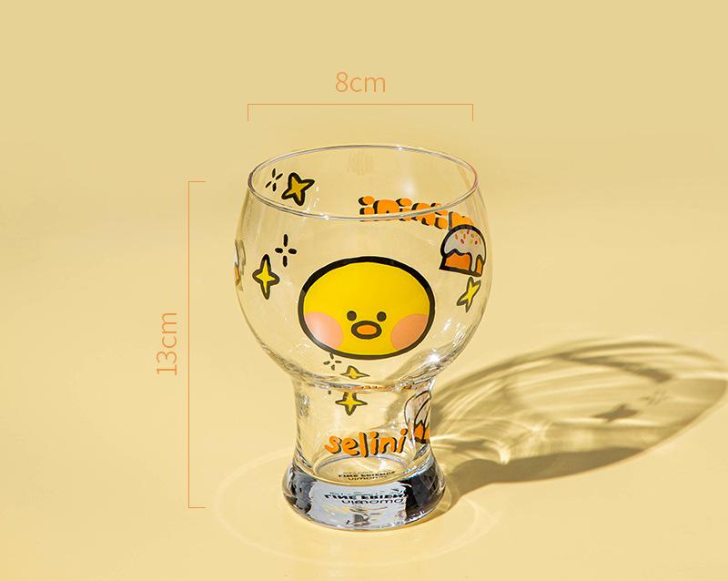 V888-ELOSUNG25356-202504281413-00 Mini Cartoon Glass Tumbler 400ml,Cute Beer and Juice Cup for Cold Drinks(Yellow duck) - Image 1
