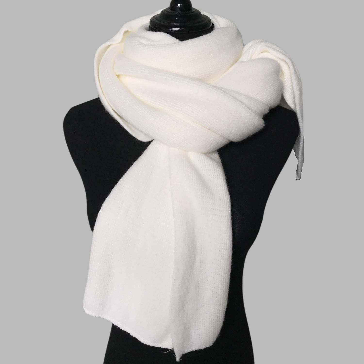 V888-ELOSUNG25437-202504281211-00 White Imitation Cashmere Solid Scarf - Warm Winter Shawl for Men and Women - Image 1