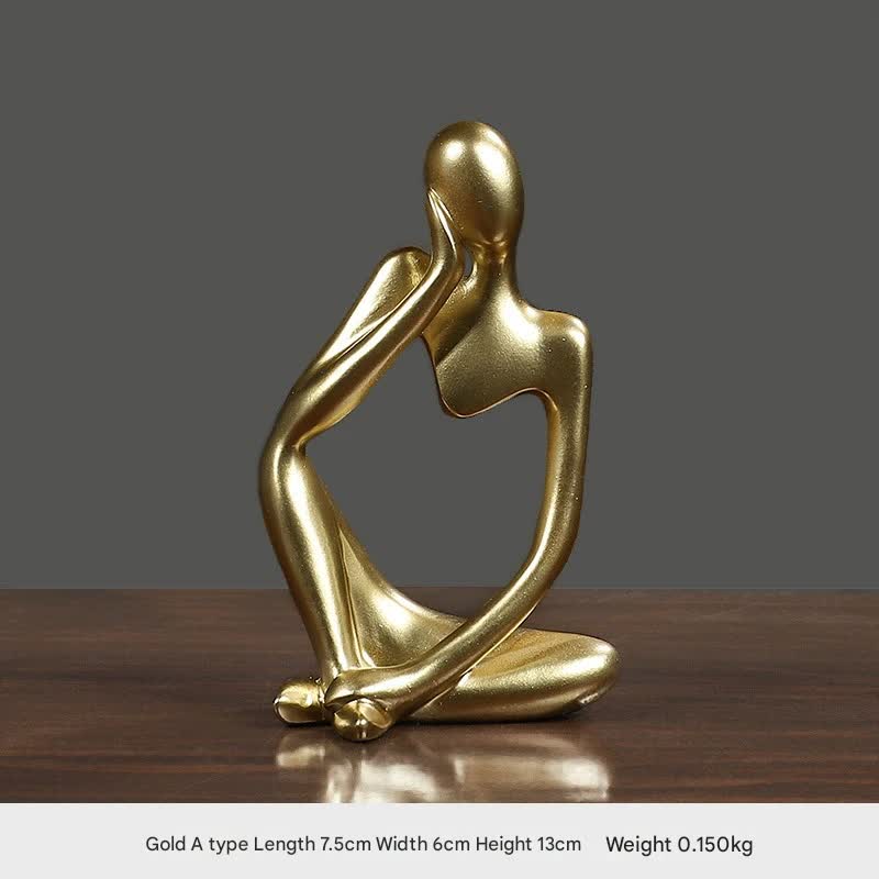 V888-ELOSUNG25481-202504281315-00 Nordic Abstract Resin Figurine - Modern Minimalist Home Decor Sculpture(Gold) - Image 1