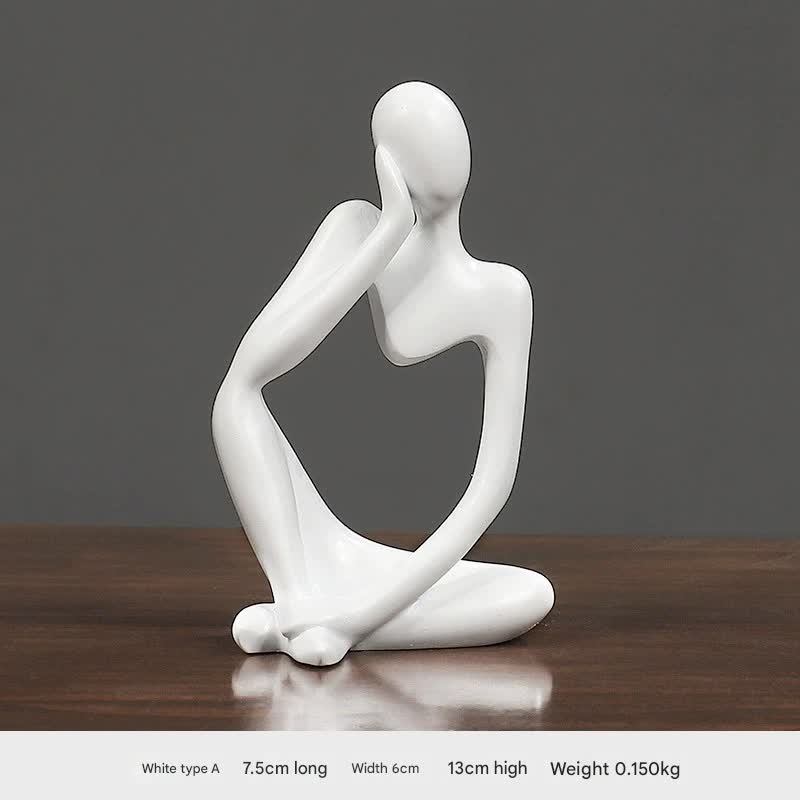 V888-ELOSUNG25484-202504281522-00 Nordic Abstract Resin Figurine - Modern Minimalist Home Decor Sculpture(White) - Image 1
