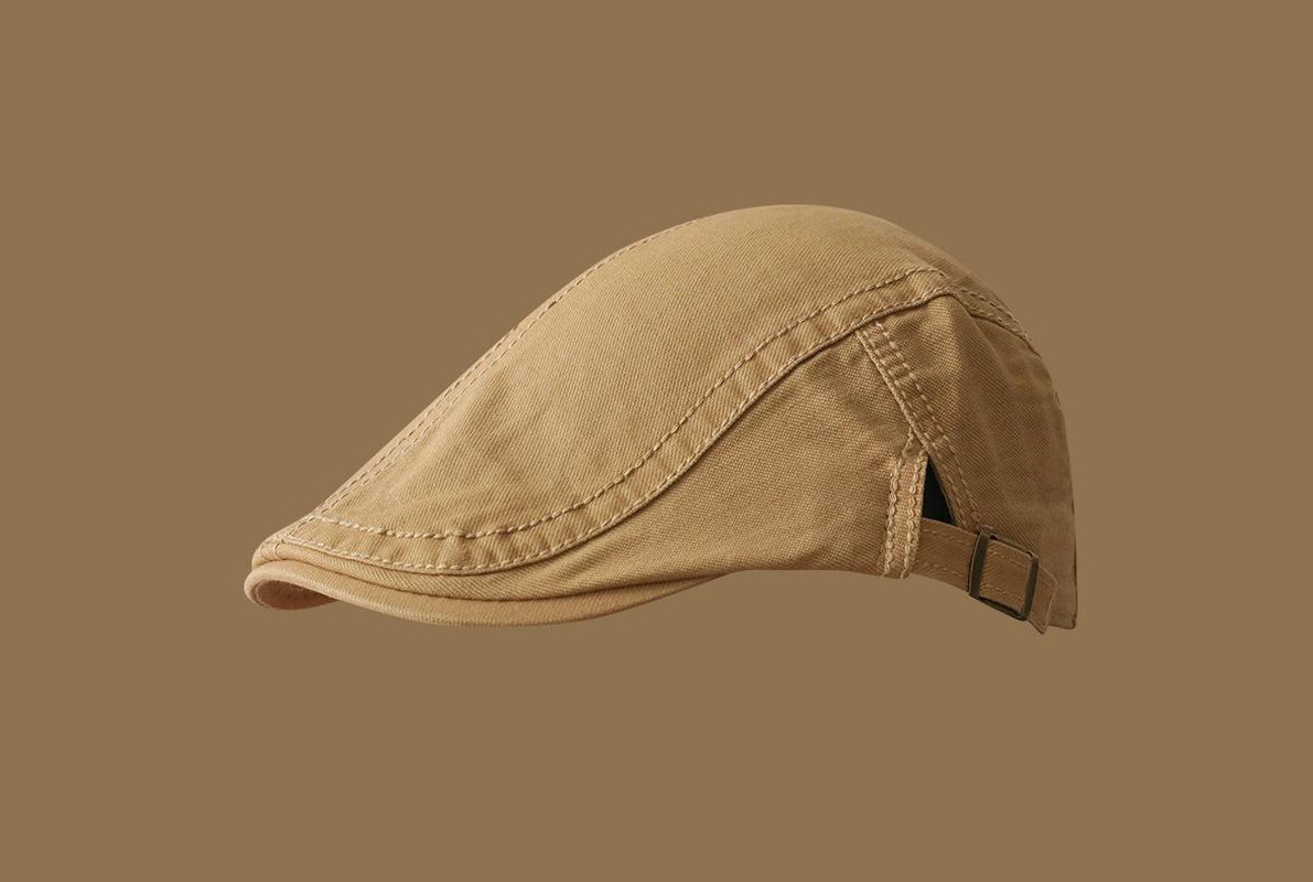V888-ELOSUNG25517-202504281240-00 Retro Newsboy Cap - Unisex Vintage Flat Beret with Visor(Khaki) - Image 1