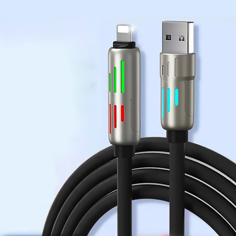 V888-ELOSUNG25710-202505081747-00 Universal PD Fast Charging Cable with LED Indicator - Zinc Alloy, Durable 1.5m Silicone Cord - Multiple Connector Options(Black) - Image 1