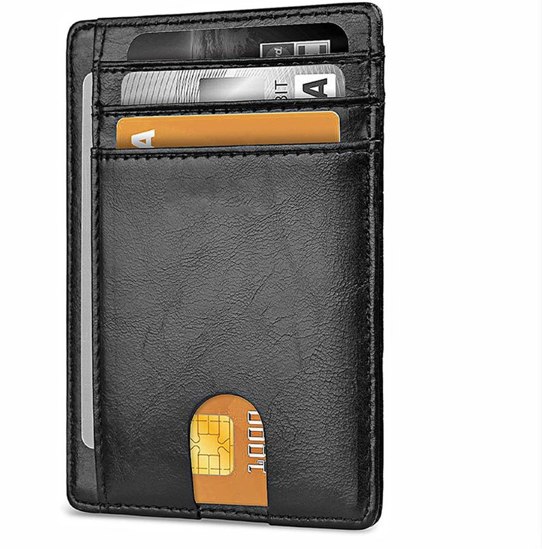 V888-ELOSUNG25781-202505131906-00 Slim Minimalist Leather Wallet with ID Window & RFID Blocking - Holds 12 Cards & Cash(Black) - Image 1