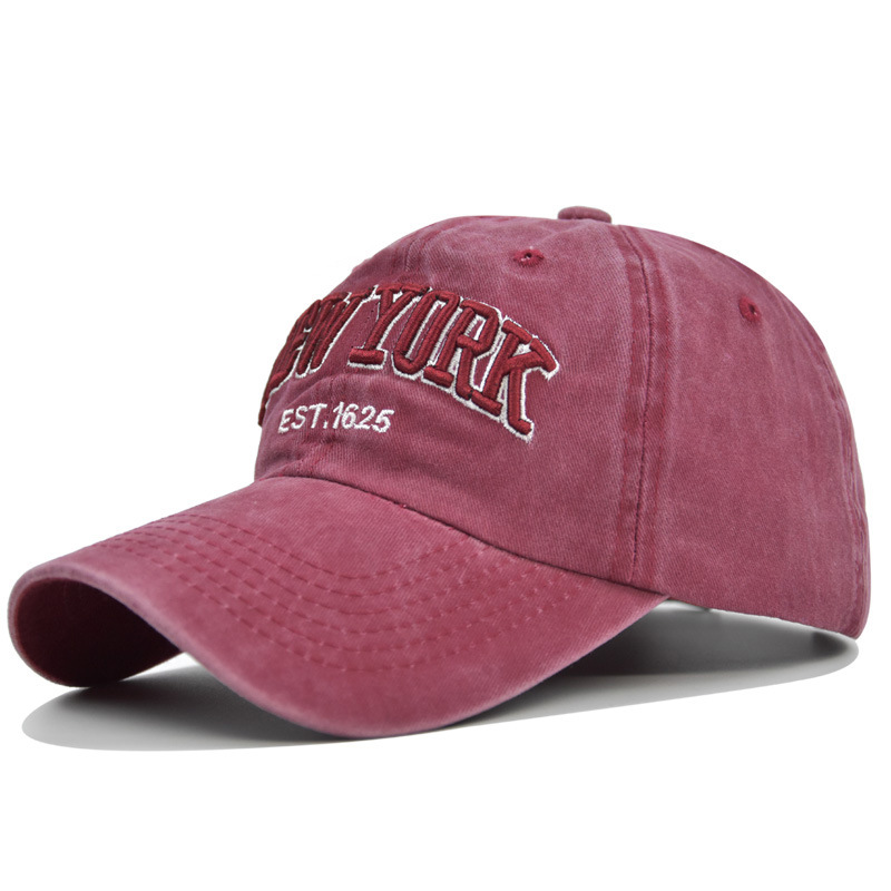 V888-ELOSUNG25813-202505131920-00 Vintage New York Est. 1625" Washed Cotton Baseball Cap - Adjustable & Unisex(Wine red)" - Image 1
