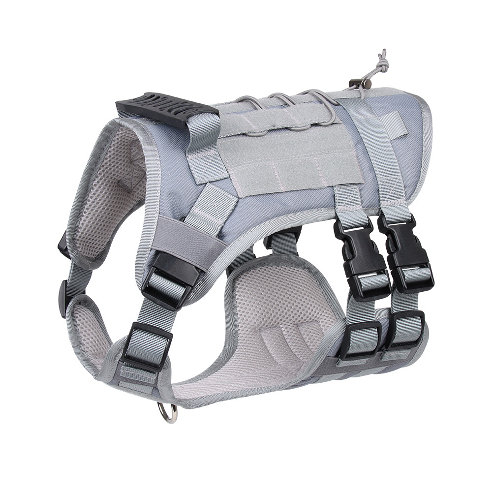 V888-ELOSUNG26026-202504141522-00 Gray Tactical Dog Training Harness - Adjustable Vest for Training and Walking - S - Image 1
