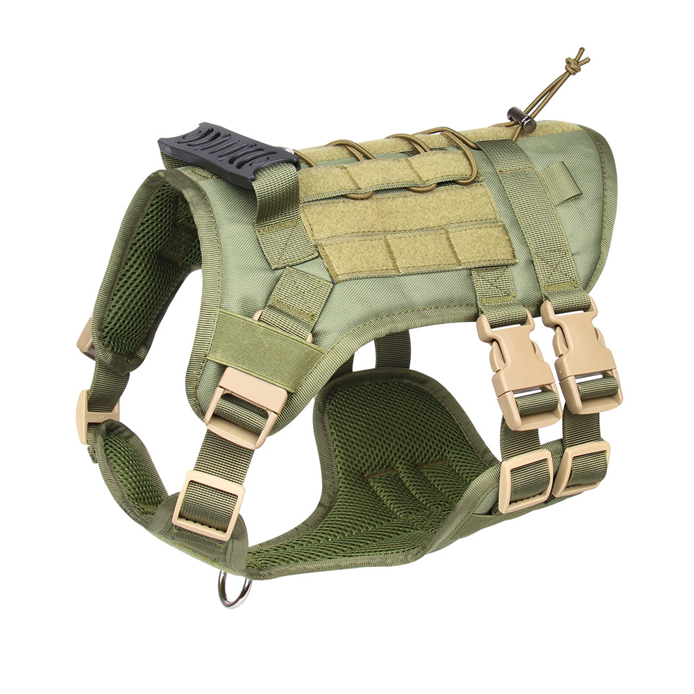 V888-ELOSUNG26030-202504141525-00 Green Tactical Dog Training Harness - Adjustable Vest for Training and Walking - M - Image 1