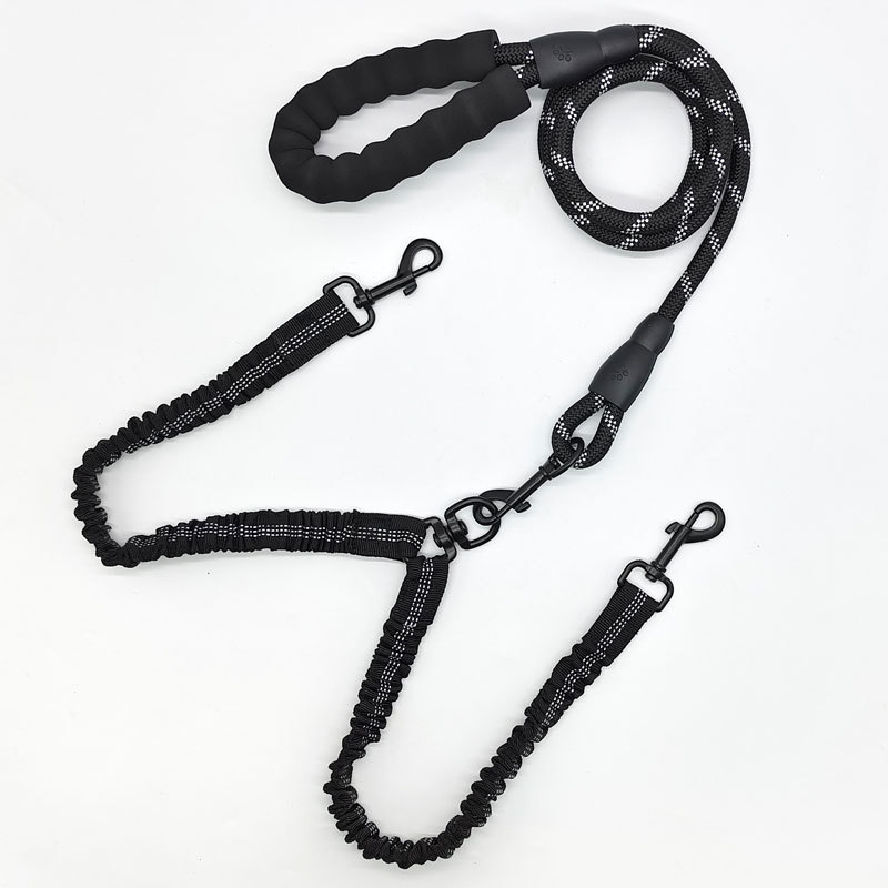 V888-ELOSUNG26034-202504141503-00 Black Pet Double-Ended Rope + 1.5M Leash - Easy to walk two dogs, tangle-free design - Image 1