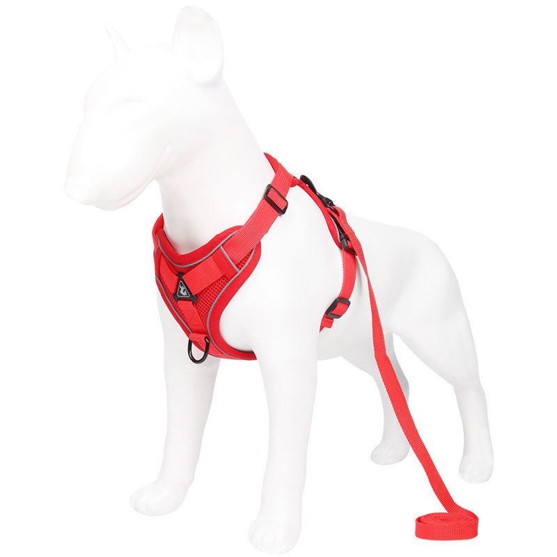 V888-ELOSUNG26044-202504141516-00 Red Reflective Mesh Dog Harness and Leash Set - Adjustable No-Pull Vest - M - Image 1