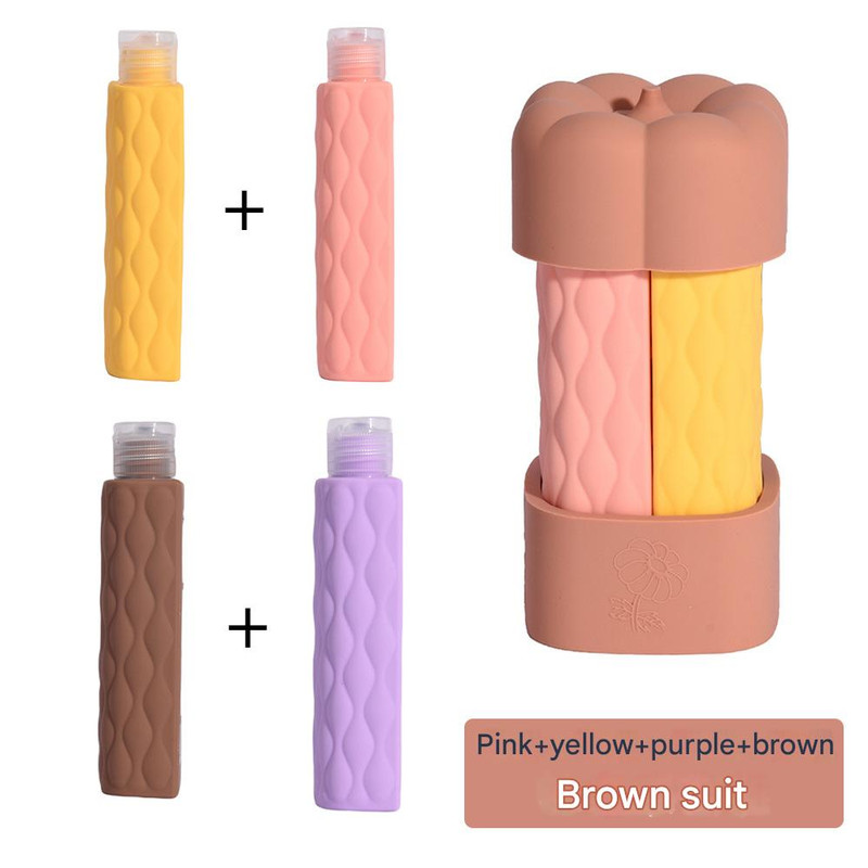 V888-ELOSUNG26063-202504141547-00 Brown suit Silicone Travel Bottles Set (4 Pack, 60ml) - Leakproof Refillable & Squeezable - Image 1
