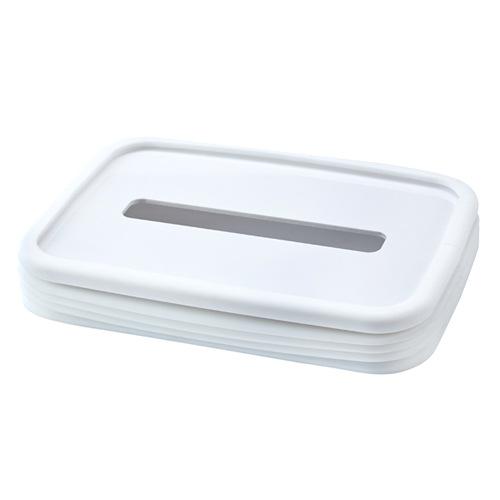V888-ELOSUNG26066-202504141552-00 2-pcs White Silicone Tissue Box Holder - Automatic Self-Lowering Dispenser - Image 1