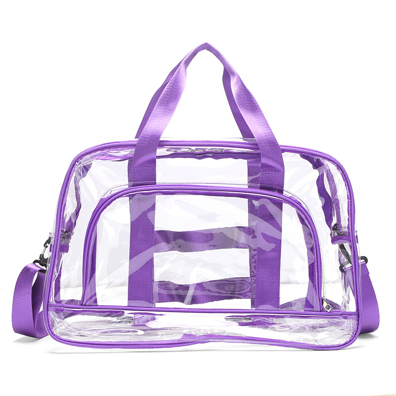 V888-ELOSUNG26326-202504281337-00 Purple transparent Multi-Purpose Clear PVC Bag - Travel, Fitness, Storage Tote (42x26x15cm) - Image 1