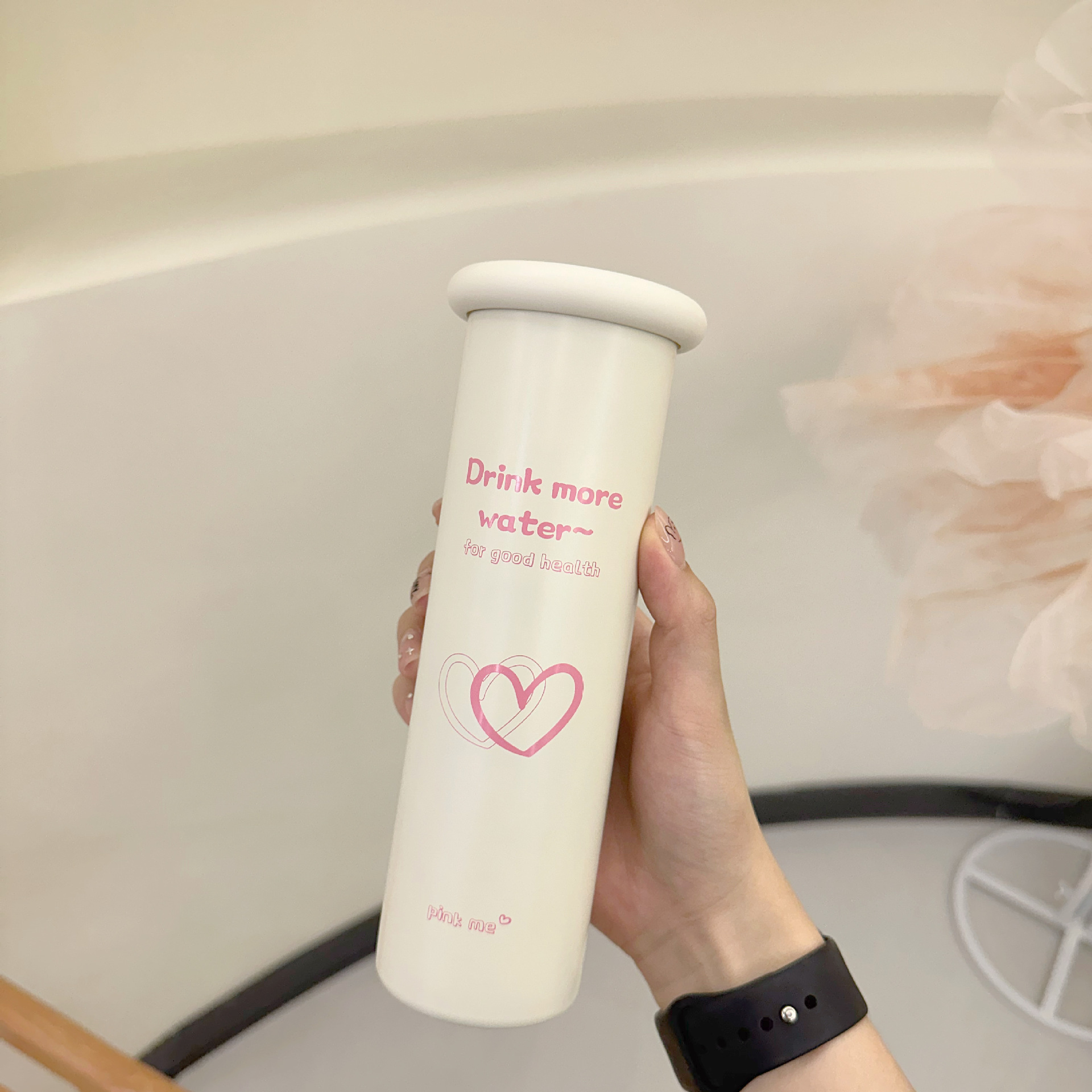 V888-ELOSUNG26423-202504281346-00 Mini Insulated Coffee Cup - 316 Stainless Steel, Portable & Stylish - Pink love (300ml+cup brush) - Image 1