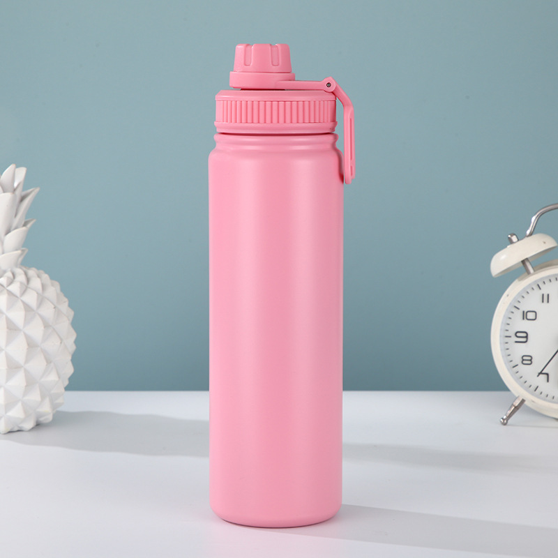 V888-ELOSUNG26440-202504281430-00 Pink Portable Travel Thermos Bottle - Leakproof Stainless Steel Flask with Carry Handle (18oz - 540ml) - Image 1