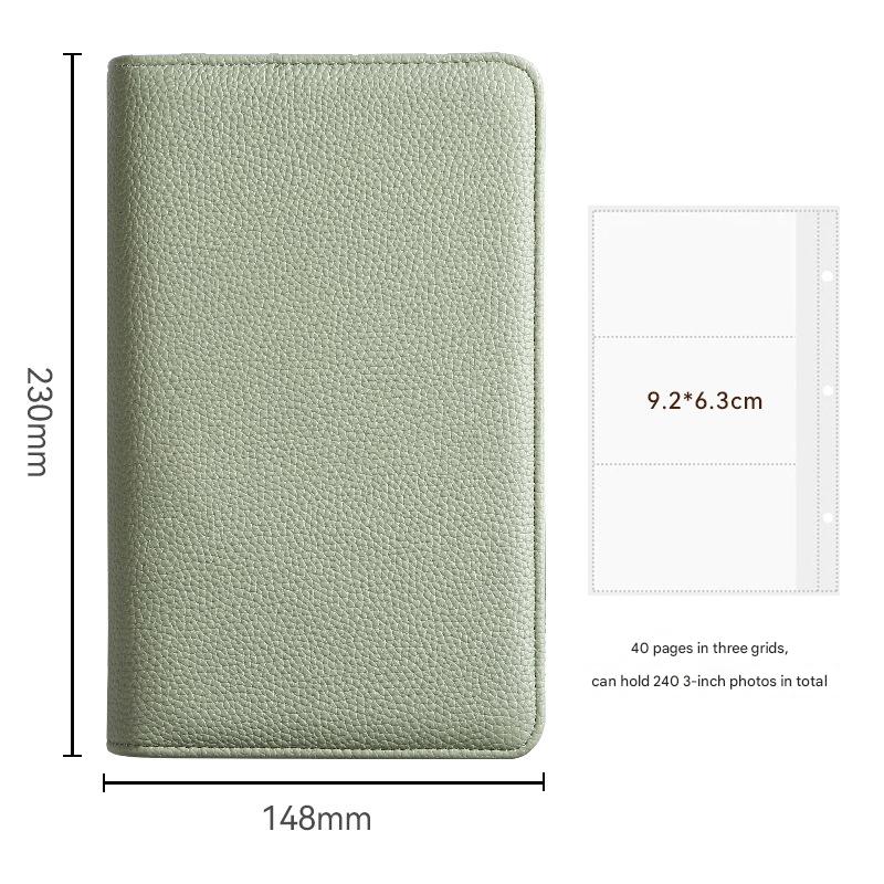 V888-ELOSUNG26655-202505131807-00 Green PU Leather Zippered Photo Album - Holds 240 3" Prints - Image 1