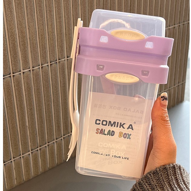 V888-ELOSUNG26722-202505131641-00 Purple Portable salad cup with ingredient compartment and fork and spoon - enjoy breakfast on the go - Image 1