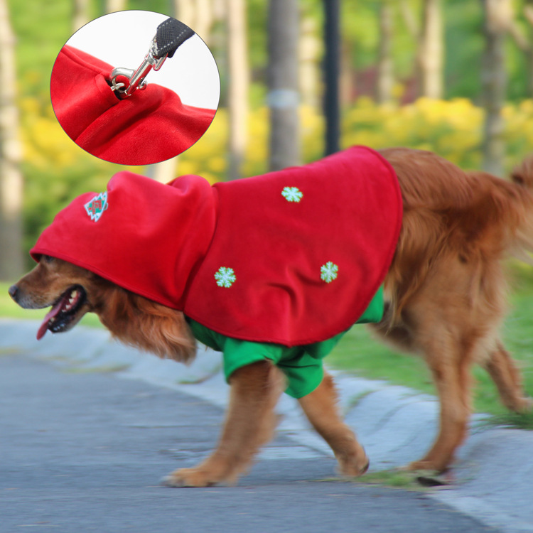 V888-ELOSUNG26893-202505151645-00 Christmas Dog Costume - Festive Hooded Cape & Green Jumpsuit Outfit (Size : XL) - Image 1
