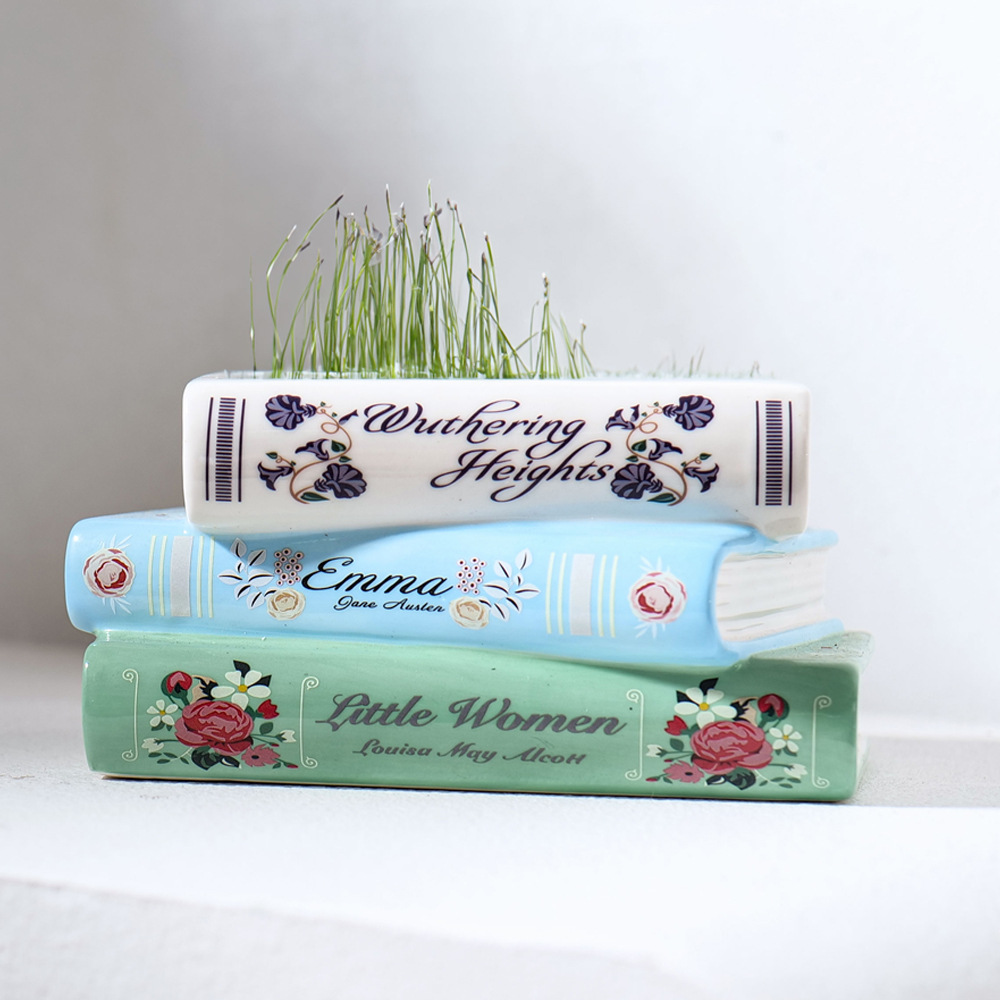 V888-ELOSUNG26929-202505191338-00 Literary Book Vase - Creative Ceramic Planter & Desk Organizer(Stack of books) - Image 1