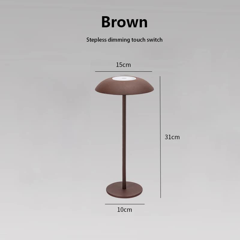 V888-ELOSUNG27037-202504211226-00 Brown Minimalist Rechargeable LED Touch Table Lamp - 3-Color Stepless Dimming Metal Desk Light - Image 1