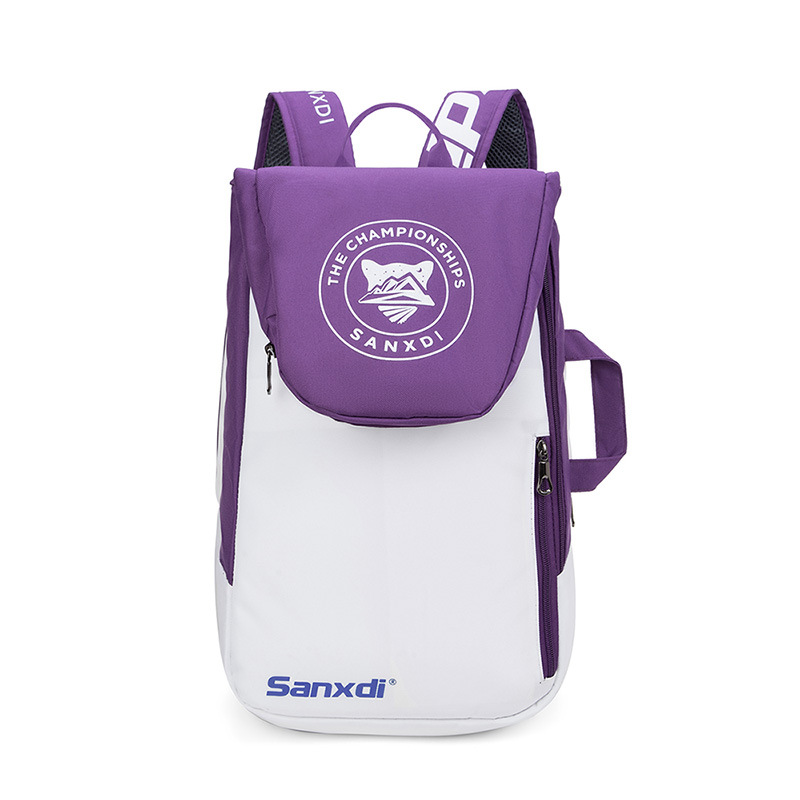 V888-ELOSUNG27058-202504211313-00 Purple and White Multifunctional Tennis & Badminton Backpack - Waterproof Racket Bag with Shoe Compartment - Image 1