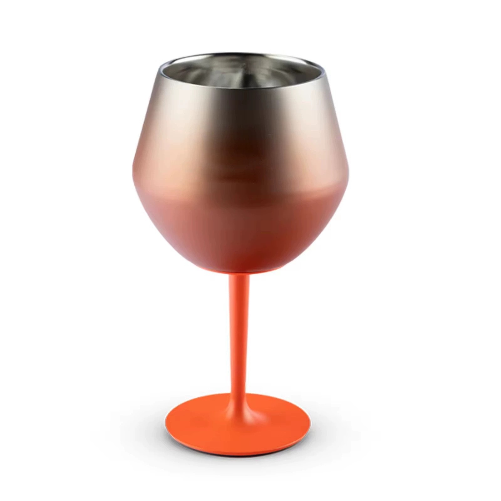 V888-ELOSUNG27236-202504281332-00 2 Pcs Orange Detachable Stainless Steel Wine Glass - 14oz (420ml) Portable Stemmed Goblet for Outdoors & Travel - Image 1