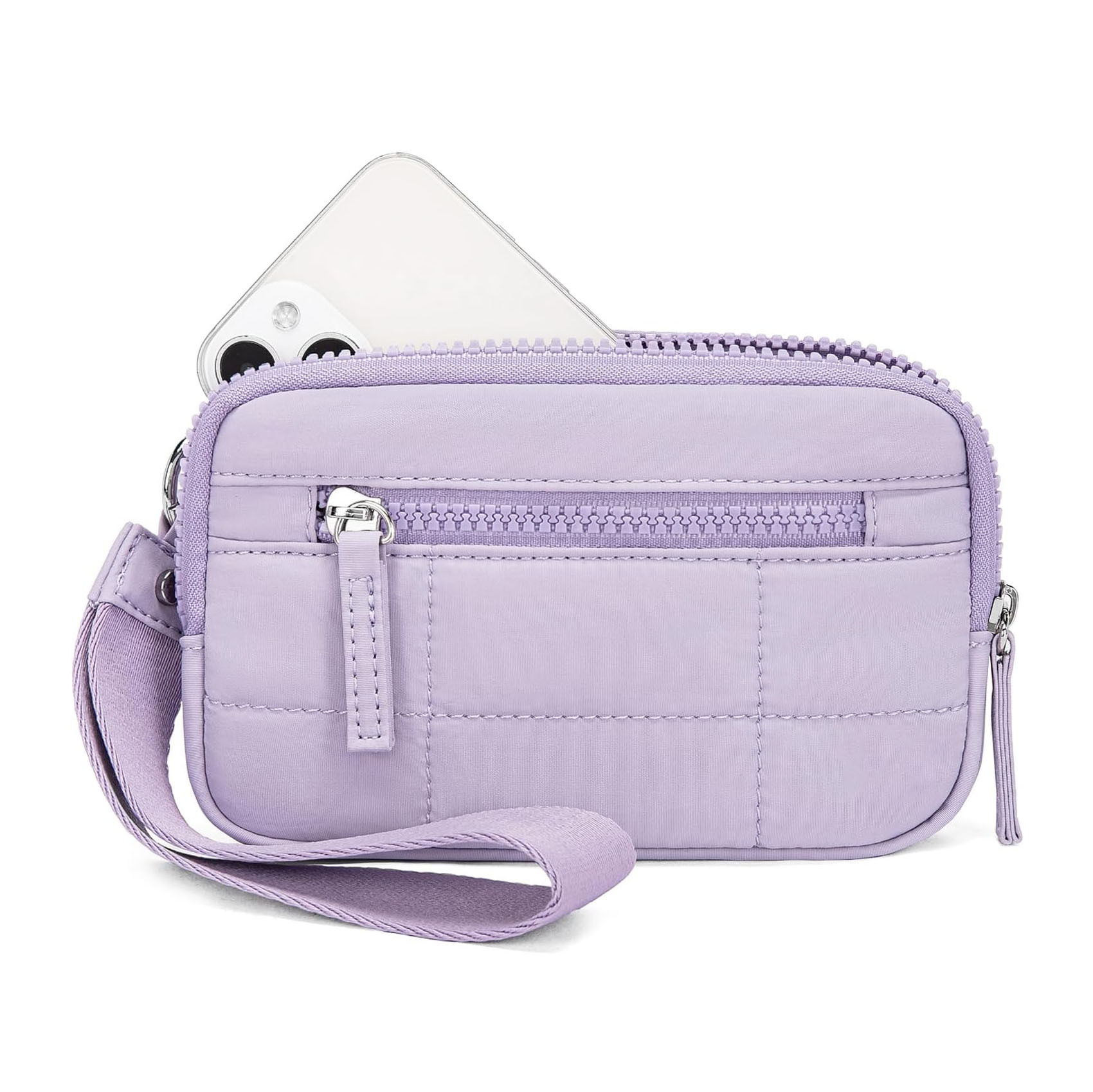 V888-ELOSUNG27271-202504281521-00 Purple RFID Blocking Nylon Wristlet Clutch Wallet - Compact Waterproof Pouch with Card Slots & ID Window - Image 1