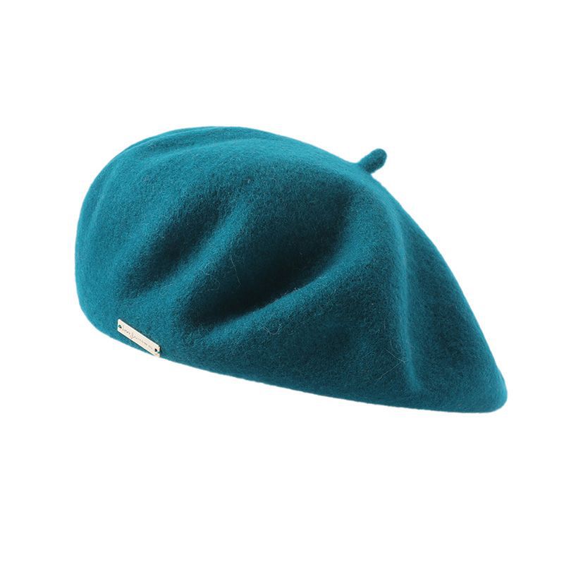 V888-ELOSUNG27490-202505131752-00 Blue Elegant Wool Beret - Classic Warm Thick British Style Hat for Autumn & Winter - Image 1