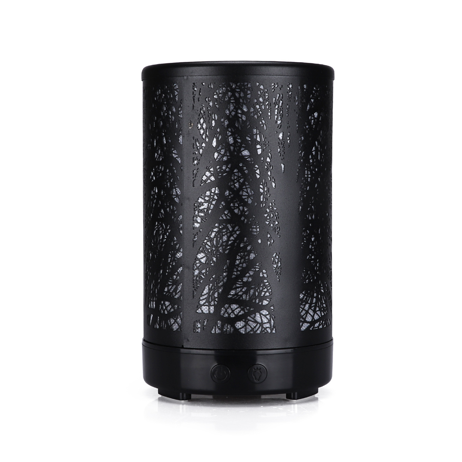 V888-ELOSUNG27506-202505131851-00 Black Forest Design Iron Essential Oil Diffuser - 7 Color LED Ultrasonic Cool Mist Humidifier 100ml - Image 1