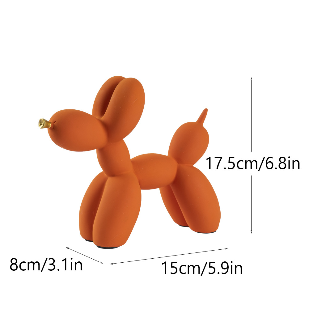 V888-ELOSUNG27672-202505151806-00 Orange Modern Resin Balloon Dog Sculpture - Playful Art Figurine with Golden Snout Accent - Image 1