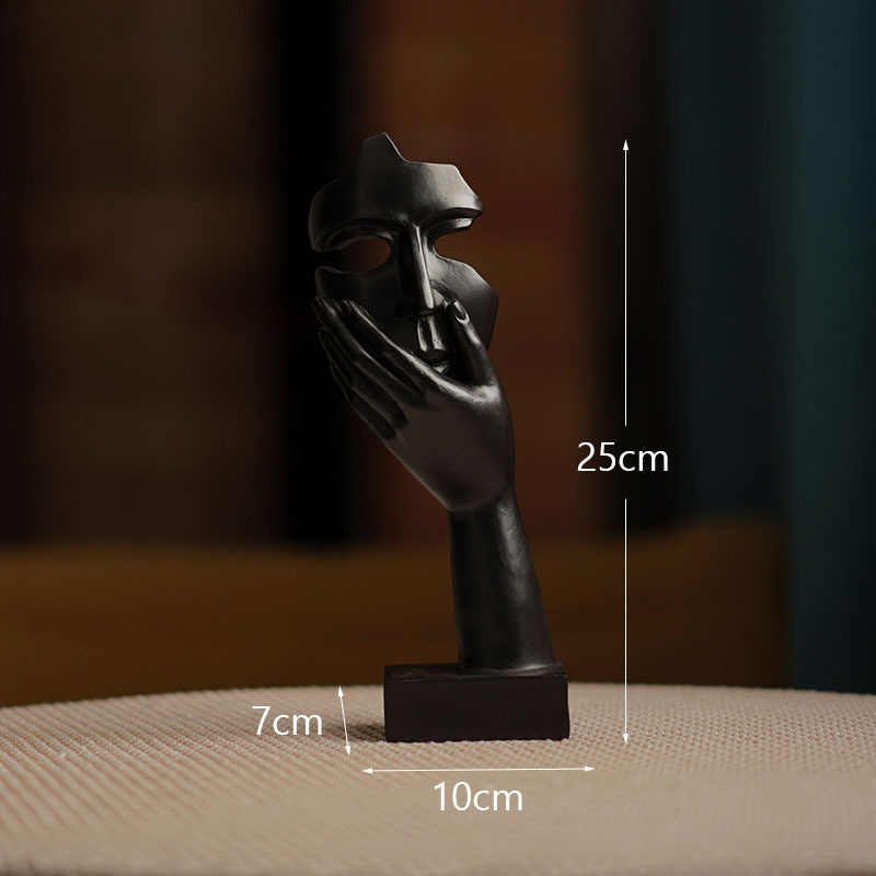 V888-ELOSUNG27686-202505151822-00 Black Style 2 Elegant Abstract Face Sculpture - Modern Resin Art Figurine, Hand & Mask Home Decor Accent - Image 1