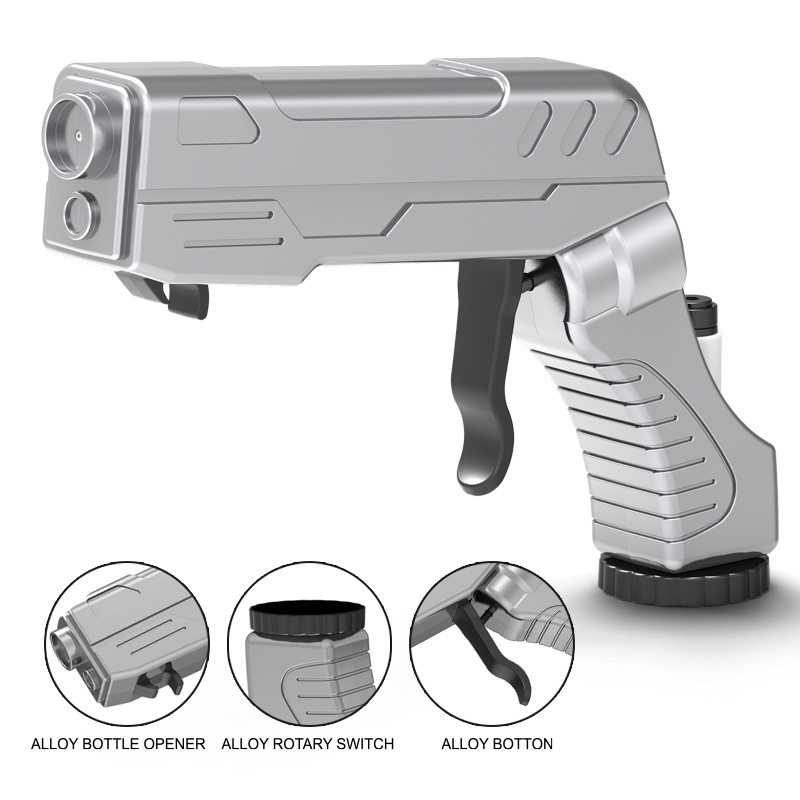 V888-ELOSUNG27698-202505151627-00 Silver Champagne & Beer Spray Gun - Ultimate Party Starter & Drink Dispenser with Bottle Opener - Image 1