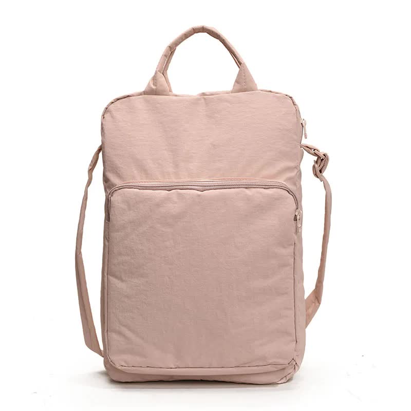 V888-ELOSUNG27915-202505231227-00 Pink Lightweight Nylon Vertical Crossbody Tote Bag - Casual Shoulder Bag with Adjustable Strap & Pockets - Image 1