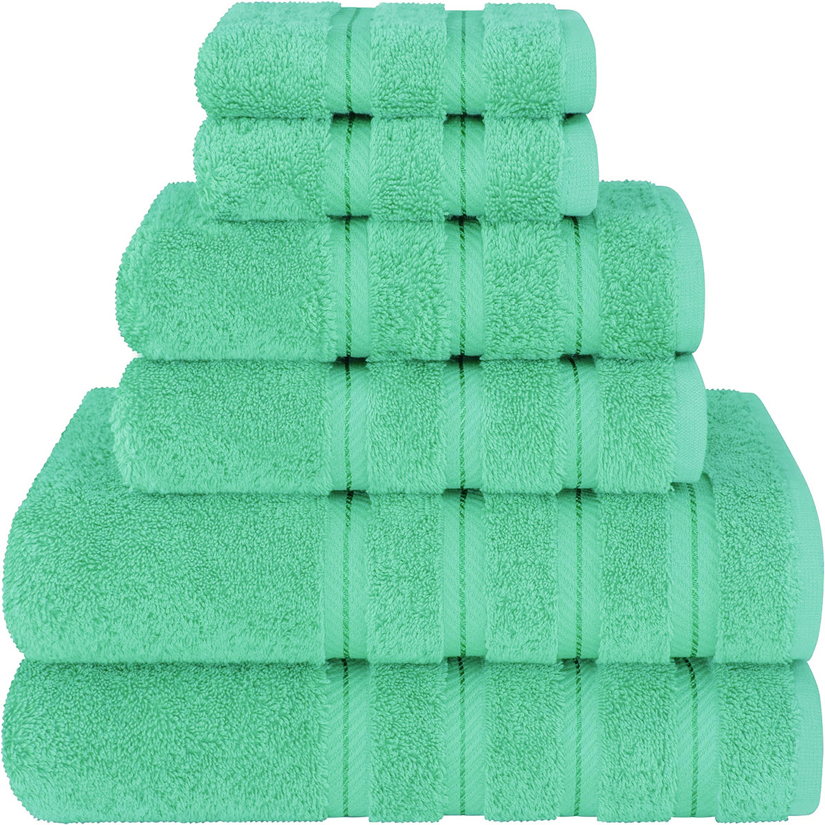 V888-ELOSUNG27923-202505231233-00 Green Luxury 6-Piece Combed Cotton Towel Bale Set - Ultra Soft & Absorbent Bath, Hand, Face Towels - Image 1