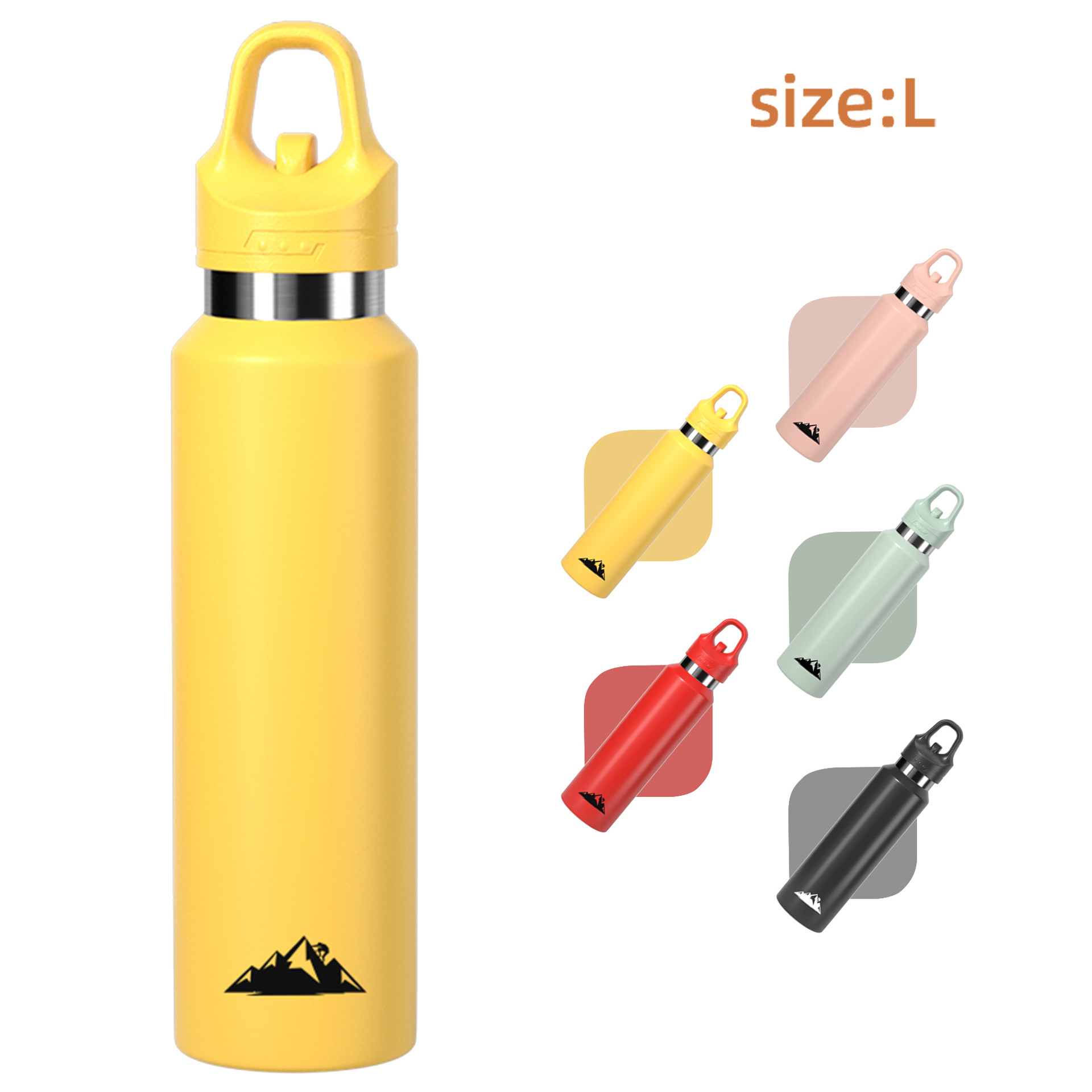 V888-ELOSUNG27937-202505231307-00 Yellow 680ml Insulated Stainless Steel Water Bottle - Leakproof One-Click Lid Thermal Flask for Hot & Cold Drinks - Image 1