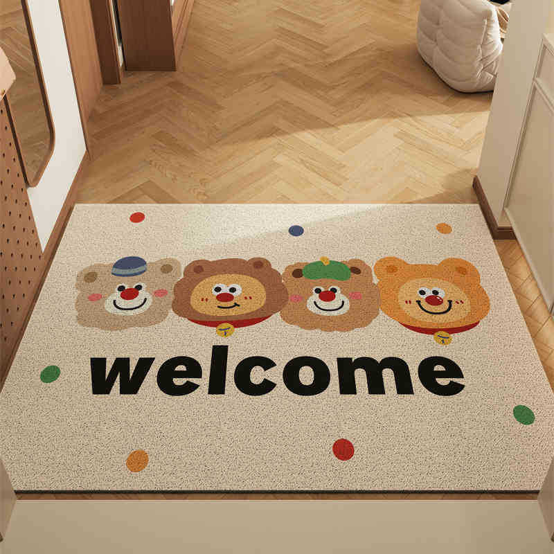 V888-ELOSUNG28034-202504281517-00 Healing Bear Set of 2 Cartoon PVC Coil Entrance Mats - Non-Slip Dirt Trapping Door Mats (50x80cm) - Image 1