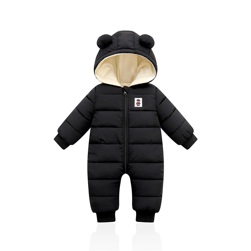 V888-ELOSUNG28211-202504291546-00 Suitable For Height 80cm Black Baby & Toddler Hooded Padded Snowsuit - Fleece Lined Winter Romper Outerwear - Image 1