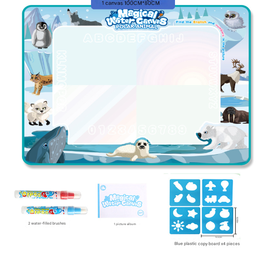 V888-ELOSUNG28230-202504301615-00 South And North Poles Giant Aqua Magic Doodle Mat 100x80cm - Mess-Free Reusable Water Drawing Pad for Creative Kids - Image 1
