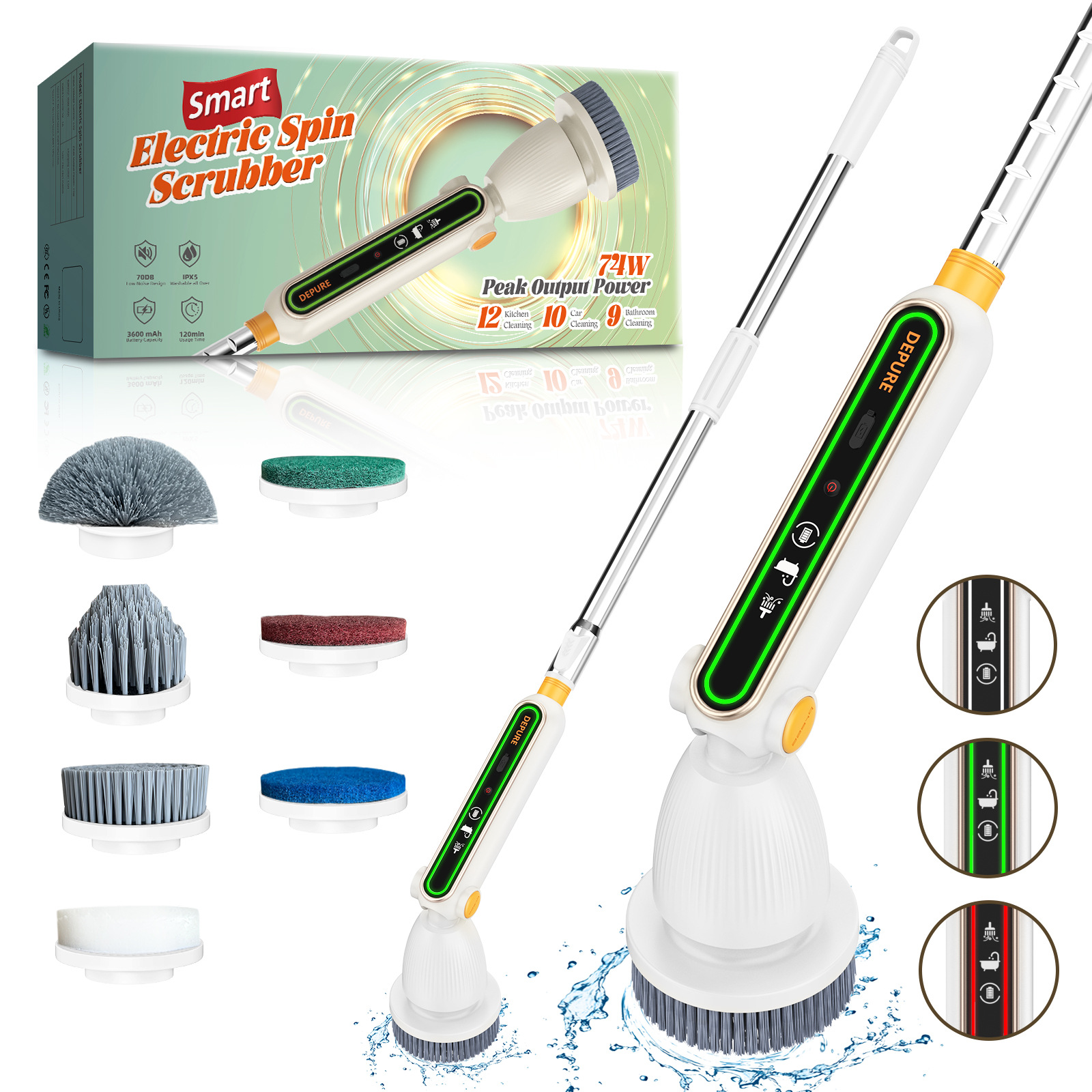 V888-ELOSUNG28525-202505131922-00 Home Luxury Style Powerful Torque Silent Extendable Smart-Sensing Electric Cleaning Brush - Image 1