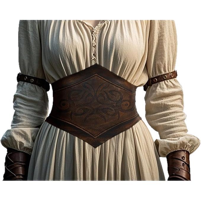 V888-ELOSUNG28607-202505151752-00 Medieval-Style Women's Leather Belt with Lace-Up Design, 115cm - Image 1