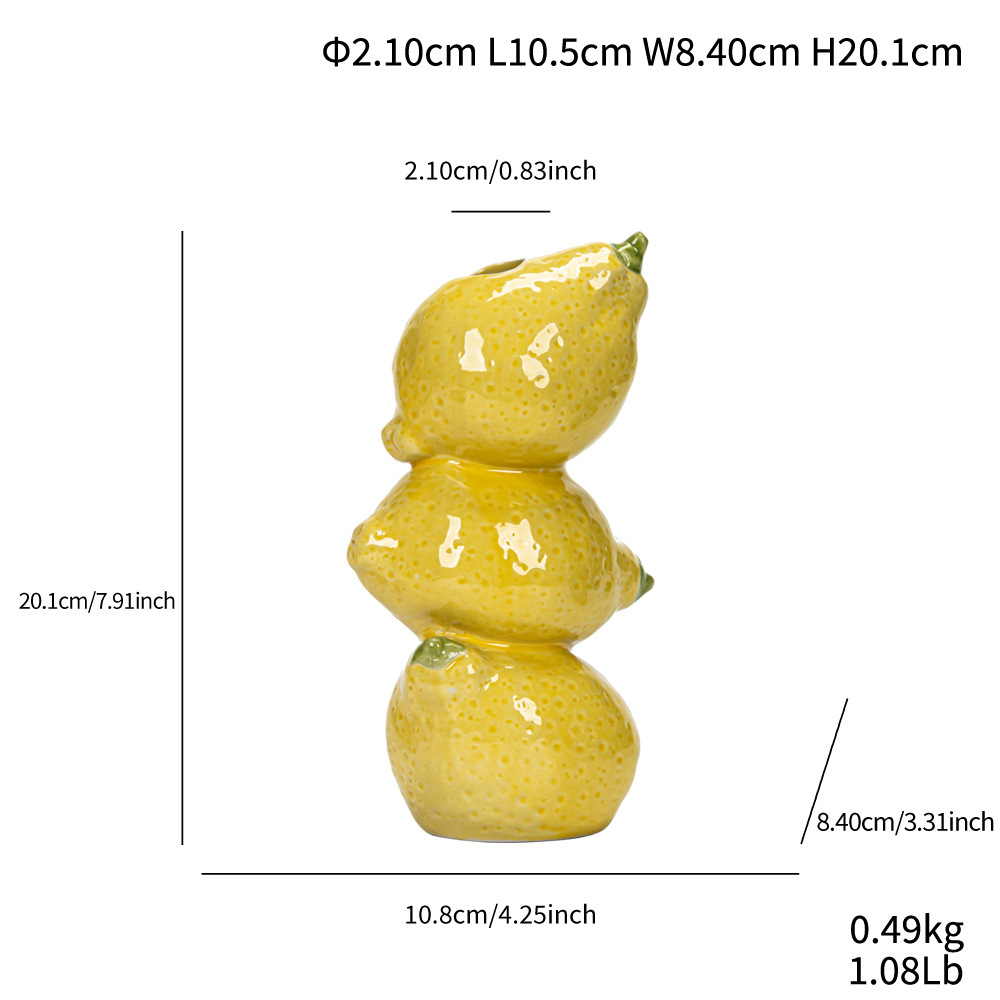 V888-ELOSUNG28668-202505191221-00 Lemon Nordic-Style Minimalist Fruit and Flower Vase - Modern Home Decor - Image 1